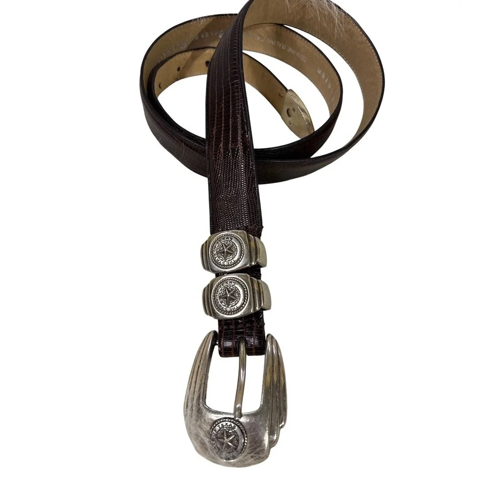 Belts by Sherman Brown Italian Leather Texas Star‎ Buckle Belt Size 42
